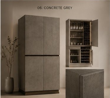 Verto bar cabinet in Concrete Grey finish