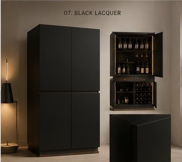 Verto bar cabinet in Black Lacquer finish