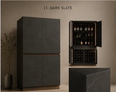 Verto bar cabinet in Dark Slate finish